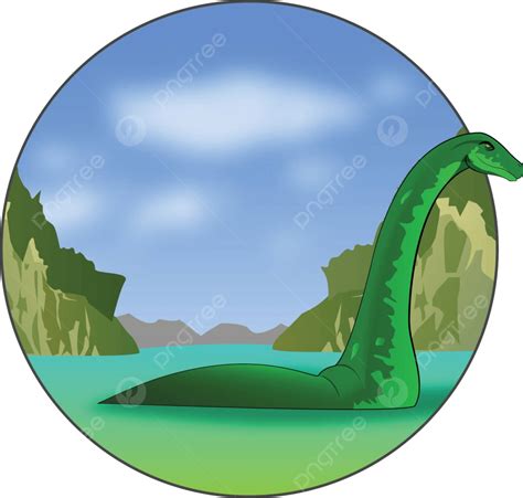 Loch Ness Monster Illustrations Fantasy Dinosaur Vector Illustrations