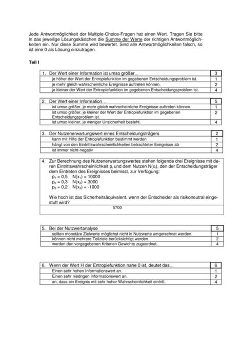 BWL Klausuren und Lösungen kostenlos herunterladen