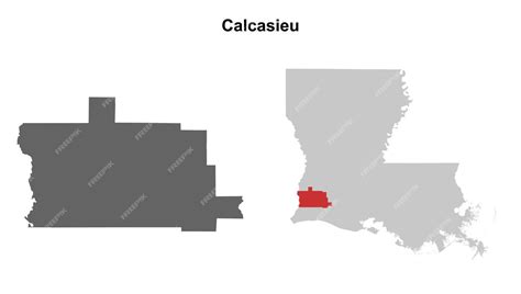 premium vector calcasieu parish louisiana blank outline map set