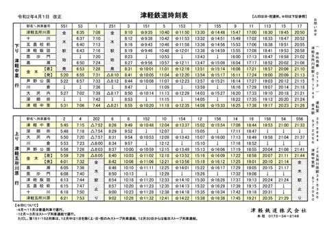 令和2年4月1日からの時刻表改正について | 津軽鉄道 株式会社