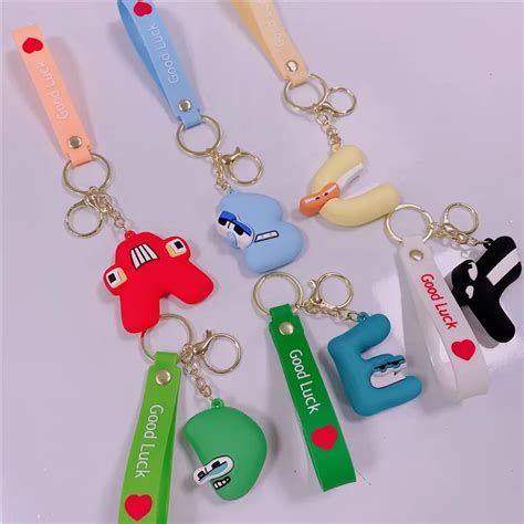 New Package Anime Characters Alphabet Lore Dinosaur Keychain Charm With