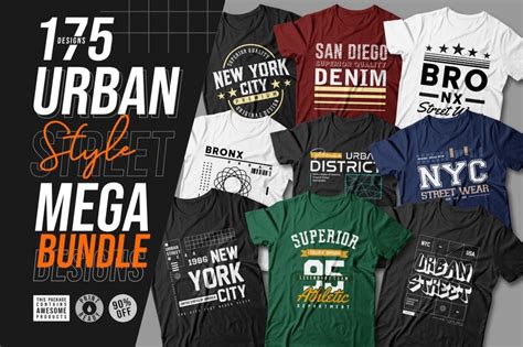 175 Urban Street Style T Shirt Design Vector Bundle For Commercial Use