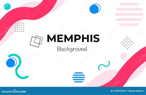 Vector Red Memphis Background With Abstract Shapes Design White Blue