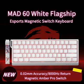 Madlions Mad Mad He White Magnetic Switch Mechanical Keyboard Wired Hot Swappable Key