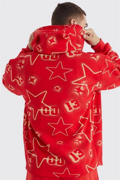 Oversized All Over Graffiti Ear Hoodie