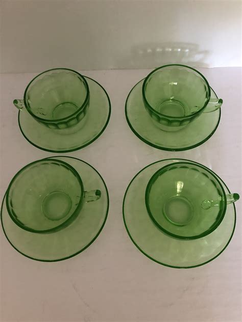 Dining And Serving Home And Living Federal Uranium Glass Hostess Green Pattern Depression Glass