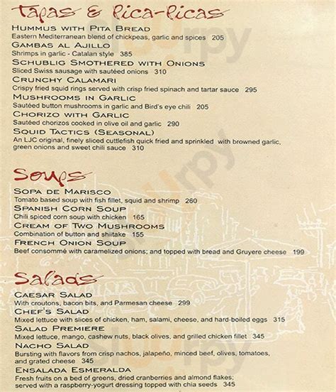Cafe Adriatico Menù Quezon City Main Menu Sluurpy