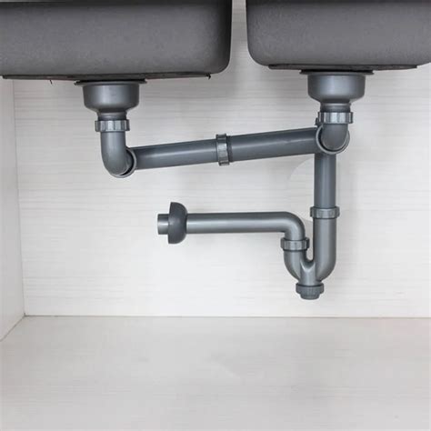 Talea Double kitchen sink drainer Sink Drain Pipe Rear position ...