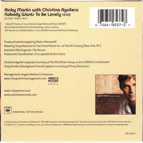 Ricky Martin With Christina Aguilera - Nobody Wants To Be Lonely (CD ...