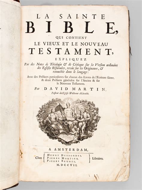 La Sainte Bible Qui Contient Le Vieux Et Le Nouveau Testament Tomes