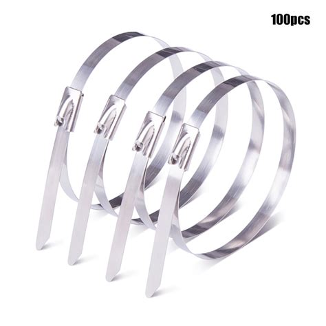 100PCS 300 X 4 6 Mm Stainless Steel Metal Cable Ties Heat Wrap Exhaust