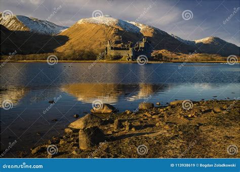 Kilchurn Castle in Winter Scenery- Scotland Stock Image - Image of ...