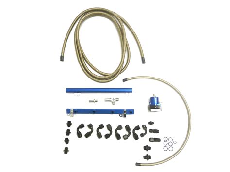 Obx Blue Fuel Rail With Braided Hose For 96 To 98 1 2 Ford Mustang Gt 4 6l Sohc 708036191661 Ebay