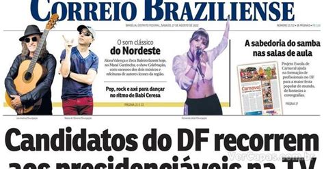 Capa Correio Braziliense Edição Sábado 27 de Agosto de 2022