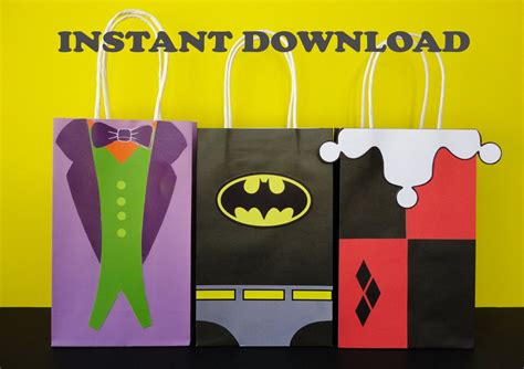 PRINTABLE Batman Joker Harley Quinn Birthday Party Favor Favors