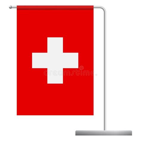 Switzerland Flag On Pole Icon Stock Illustration Illustration Of