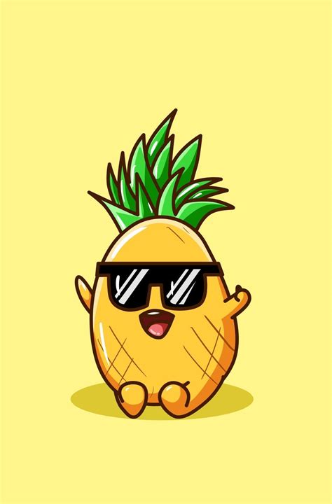 Un Ananas Mignon Portant Des Lunettes De Soleil Illustration 2160307