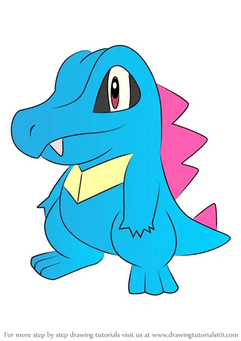 Learn How To Draw Totodile From Pokemon Pokemon Step By Step