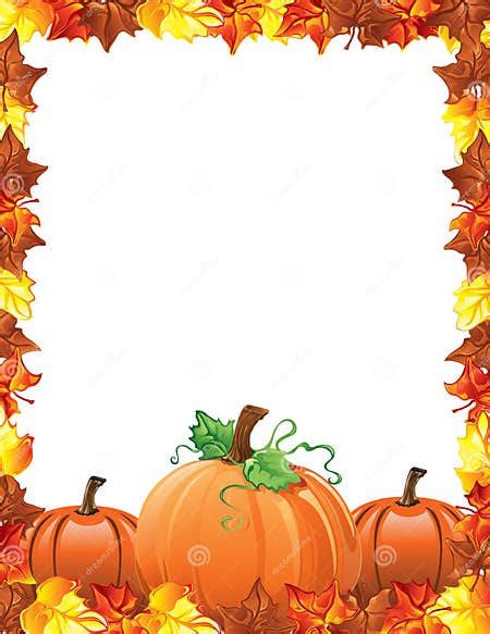 Fall Leaves And Pumpkins Border Stock Vector Illustration Of Squash Pile 62548771