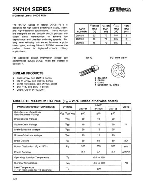 N Data Sheet Siliconix