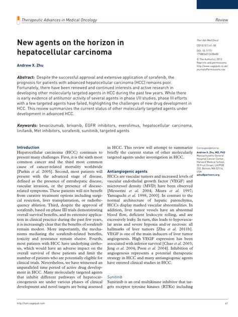 Pdf New Agents On The Horizon In Hepatocellular Carcinoma