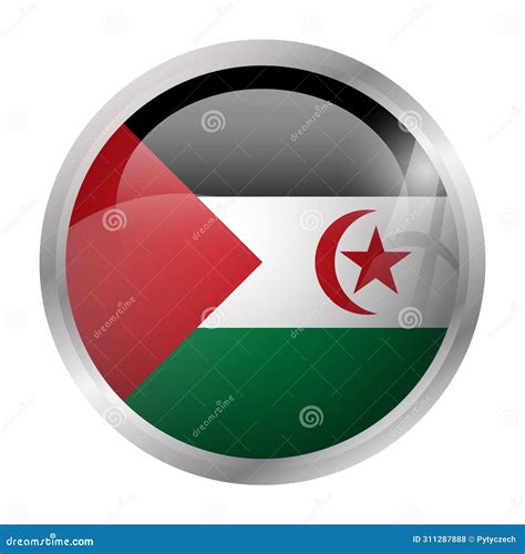 Circle Vector Flag Of Sahrawi Arab Democratic Republic Stock Vector