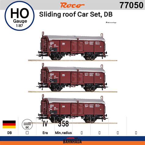 ROCO 77050 HO Sliding Roof Car Set DB