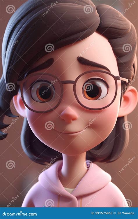 Cute Cartoon Girl With Glasses 3d Rendering Toned Stock Illustration Illustration Of Female