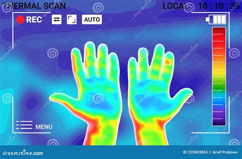 Illustration Vector Graphic Of Thermal Image Scanning Human Hands And