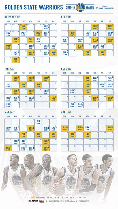 Warriors Printable Schedule - Printable Schedule