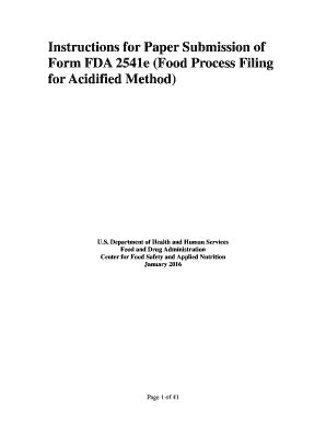 Fillable Online Fda Instructions For Paper Submission Of Form Fda E