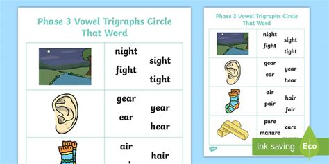 Trigraphs Phase 3 Circle That Word Worksheet Phonics