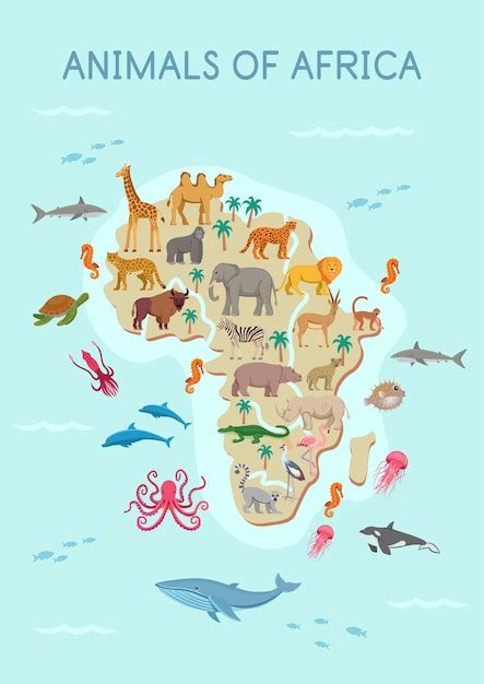 Premium Vector | Animals of Africa map