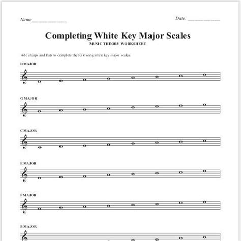 Worksheets: Major Scales - Worksheets Library