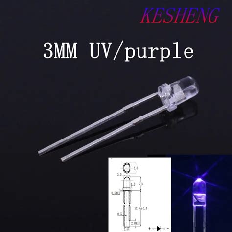 200PCS UV LED 3mm Light Purple Water Clear Round 3 Mm Ultraviolet 395nm