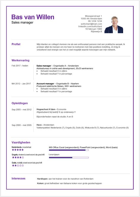 Voorbeeld Cv Curriculum Vitae Vdab The Treasury