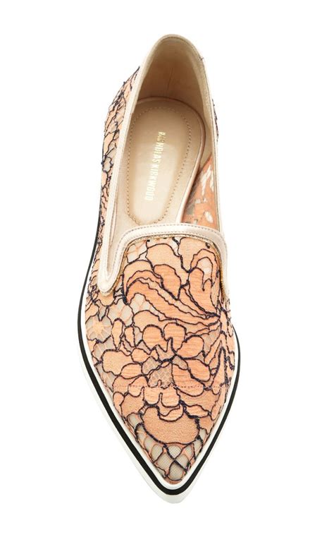 Lace Microsole Loafer In Orange By Nicholas Kirkwood For Preorder On