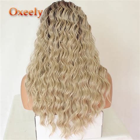 Oxeely Long Loose Curly Hair Synthetic Lace Front Wigs Glueless