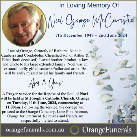 Current Funerals Orange Funerals