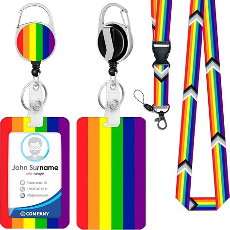 Rainbow Badge Holder With Lanyard Lanyard With Id Holderid Card Holder With Retachable Neck