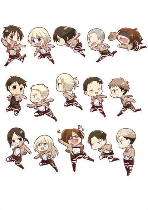 Attack On Chibi So Cute Eren Armin Mikasa Connie Sasha