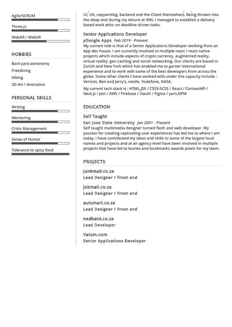 Senior Front End Developer CV Example In 2025 ResumeKraft