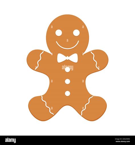 Gingerbread Man Vector Illustration Isolated On White Background Stock