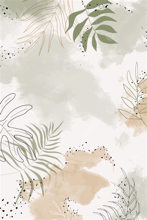 Beige Leafy Watercolor Background Vector Spots Pastel Backgrounds