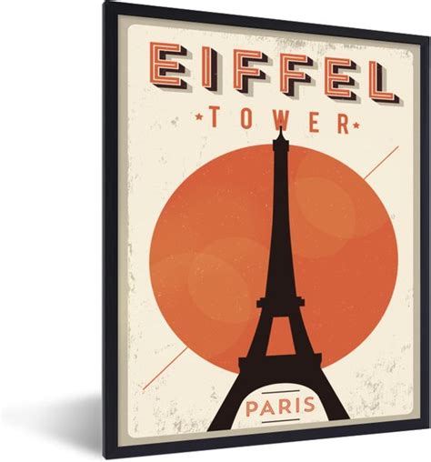 Fotolijst Incl Poster Eiffeltoren Vintage Parijs 60x80 Cm