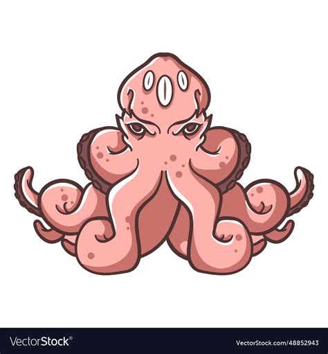 Folklore Creature Kraken Pink Icon Royalty Free Vector Image