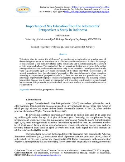 Pdf Importance Of Sex Education From The Adolescents Perspective A