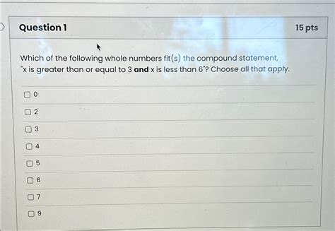 Solved Question 115 PtsWhich Of The Following Whole Numbers Chegg