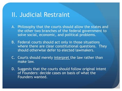 Ppt Judicial Activism V Judicial Restraint Powerpoint Presentation