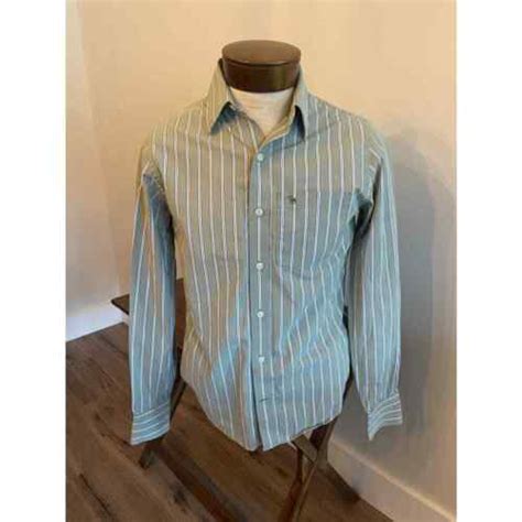 Abercrombie And Fitch Green And White Striped Muscle Fit Button Down Size